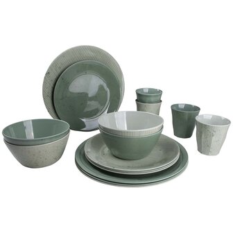 Bo-Camp - Servies - Mix &amp; Match- 16 Stuks - Groen